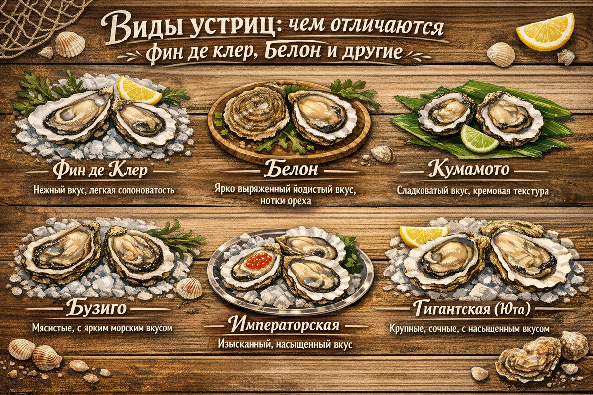 Устрицы: от белона до кумамото — что нужно знать о каждом виде