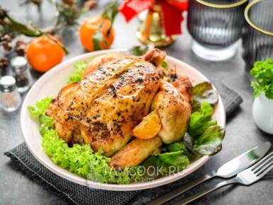 Совершенно новый взгляд на традиционное новогоднее угощение: курица с мандаринами